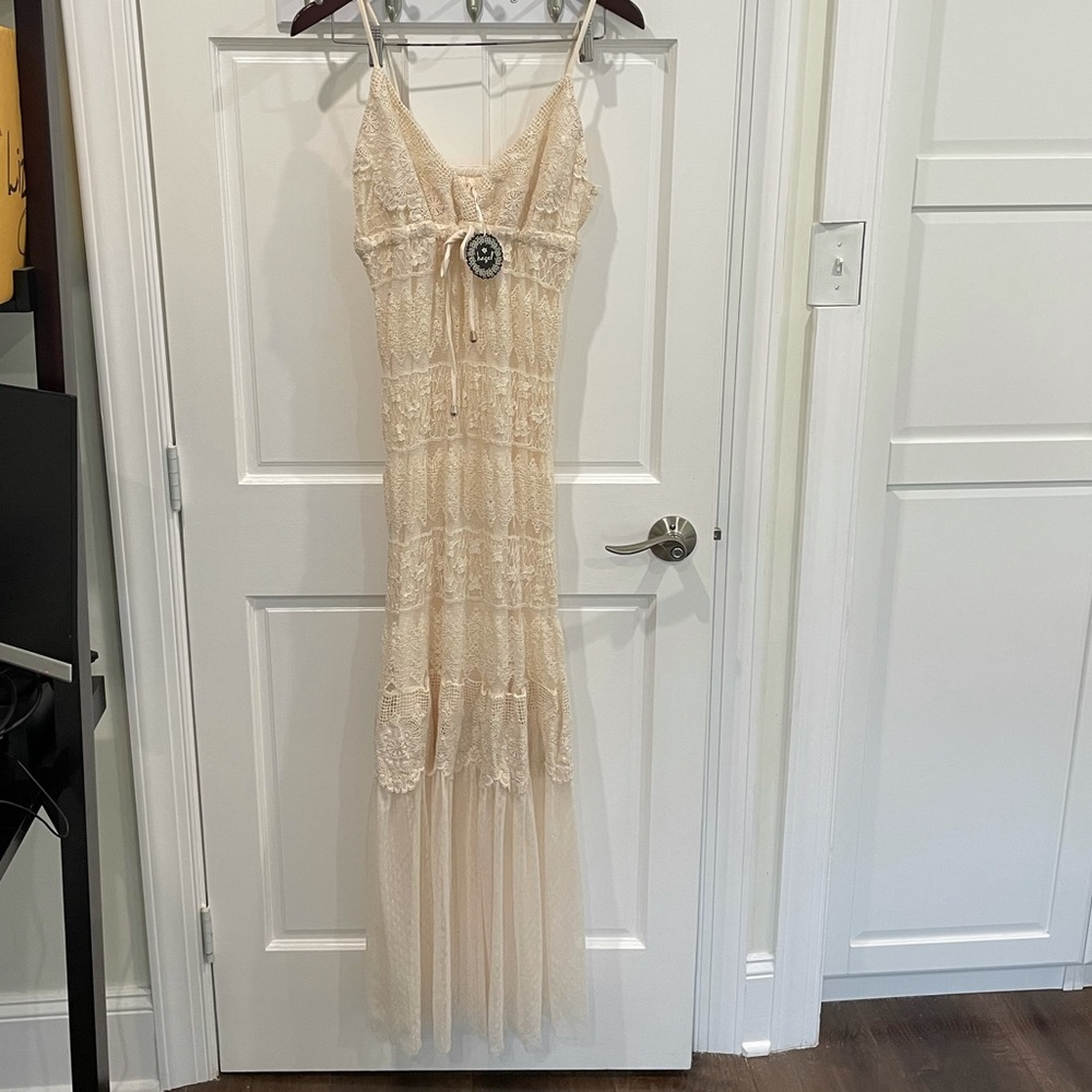 NWT Hazel brand Ivory Long Lace Dress